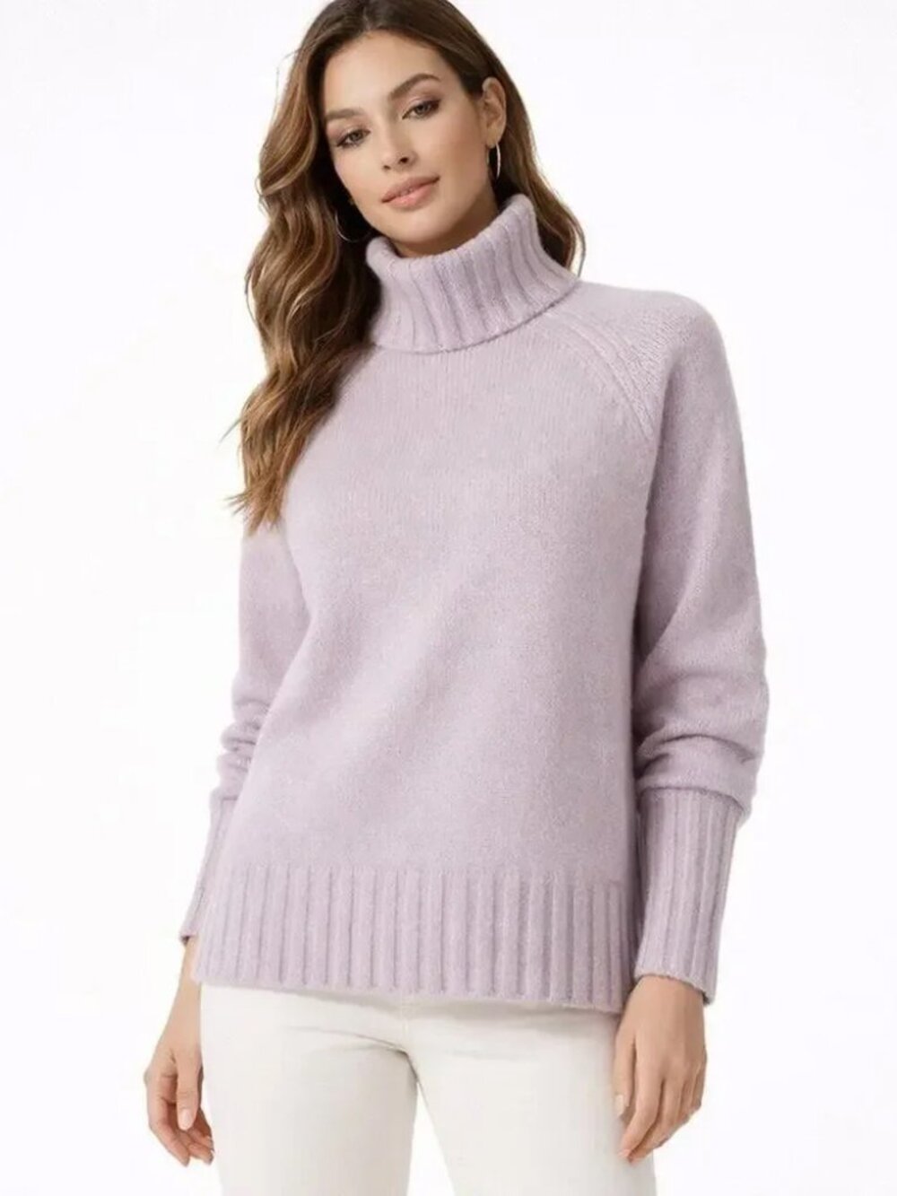 360 Cashmere | Dusty Pink 00% Cashmere Turtleneck Sweater, Size L